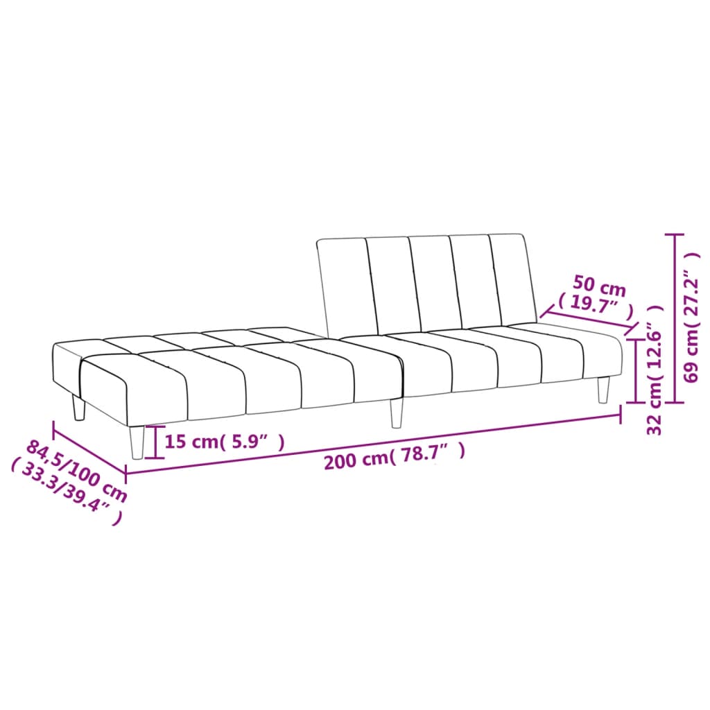 vidaXL Bäddsoffa 2-sits mörkgrön sammet