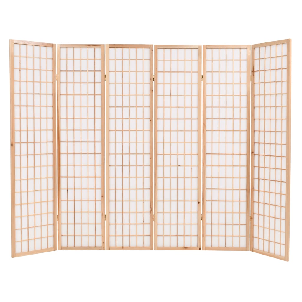 vidaXL Rumsavdelare med 6 paneler japansk stil 240x170 cm naturlig