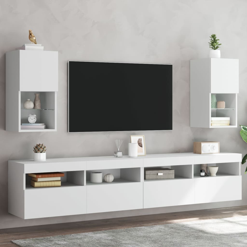 vidaXL Tv-bänk med LED 2 st vit 30,5x30x60 cm