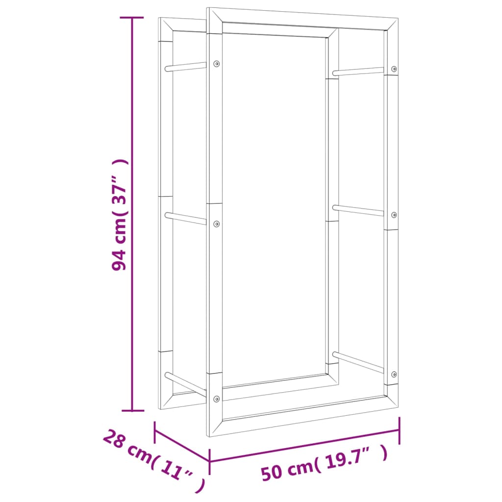 vidaXL Vedställ 50x28x94 cm rostfritt stål