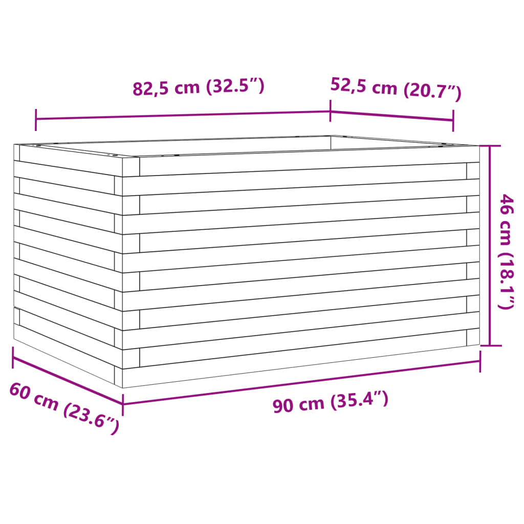 vidaXL Odlingslåda vaxbrun 90x60x46 cm massiv furu