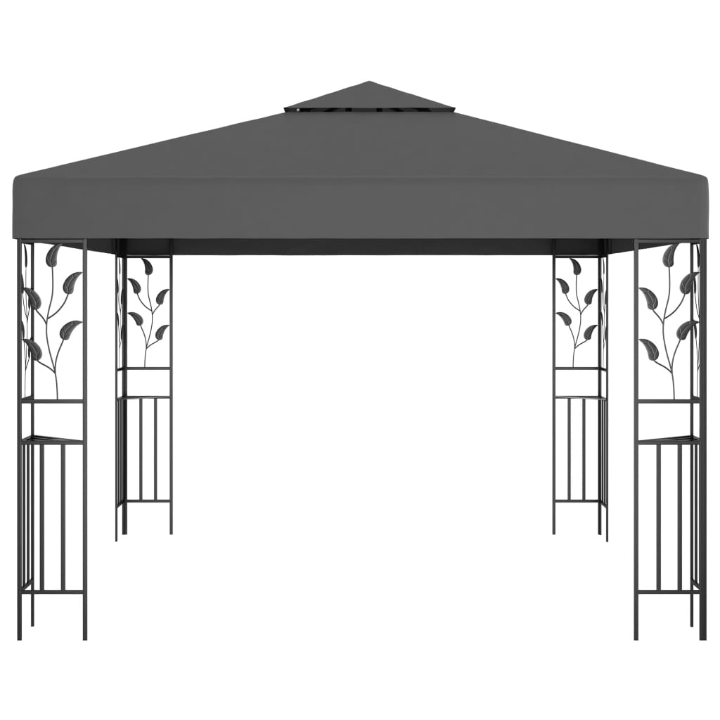 vidaXL Paviljong med ljusslinga LED 3x3 m antracit