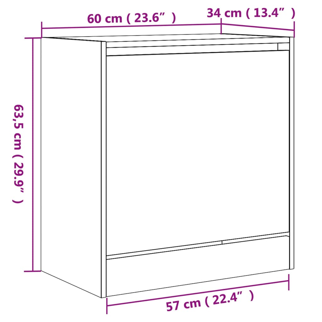 vidaXL Skohylla sonoma-ek 60x34x63,5 cm konstruerat trä