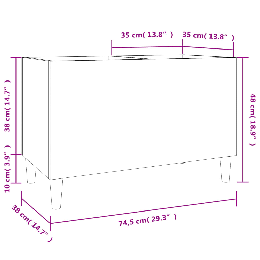 vidaXL Stereobänk vit 74,5x38x48 cm konstruerat trä