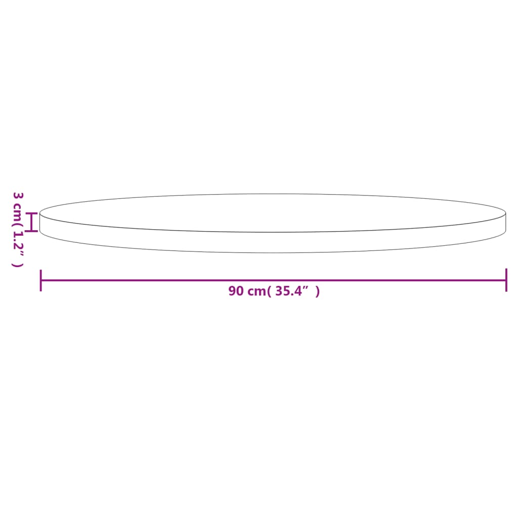 vidaXL Bordsskiva rund vit Ø90x3 cm massiv furu