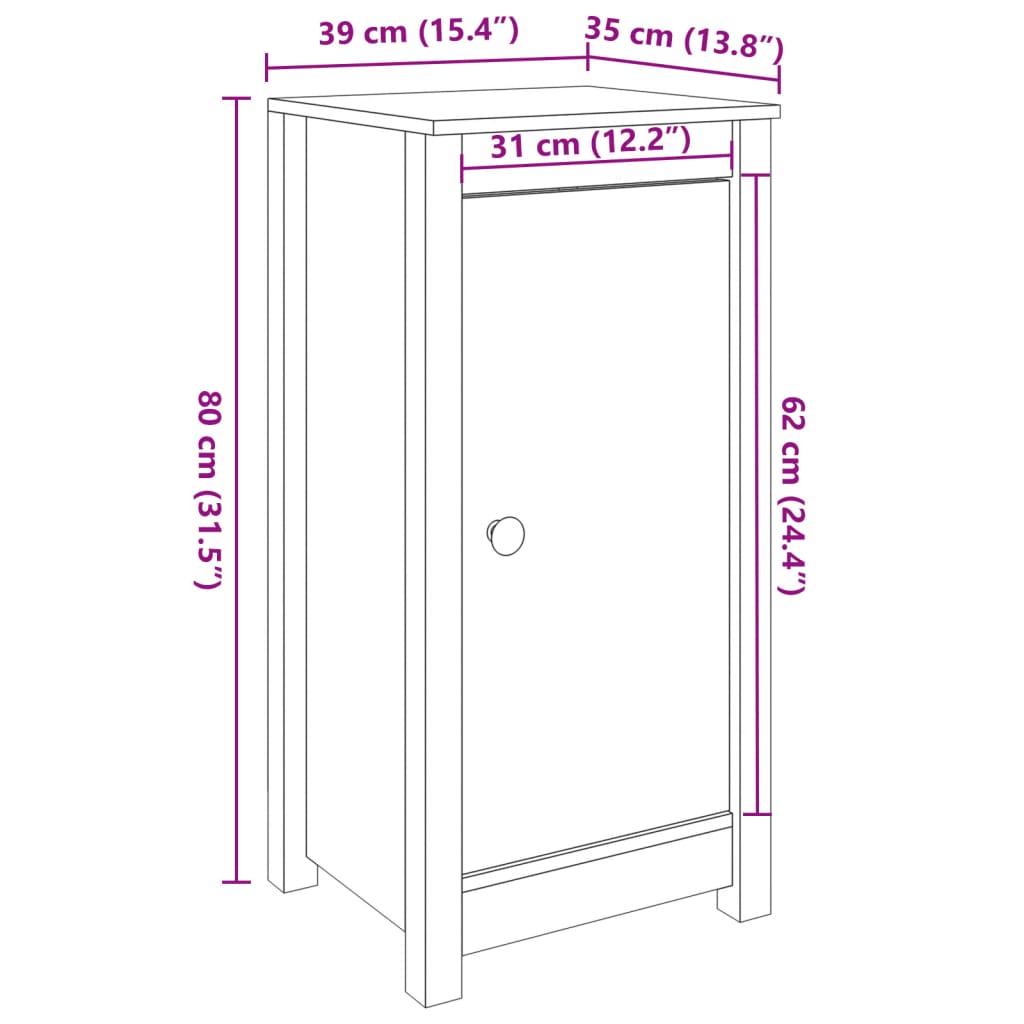 vidaXL Skänkar 2 st honungsbrun 39x35x80 cm massiv furu