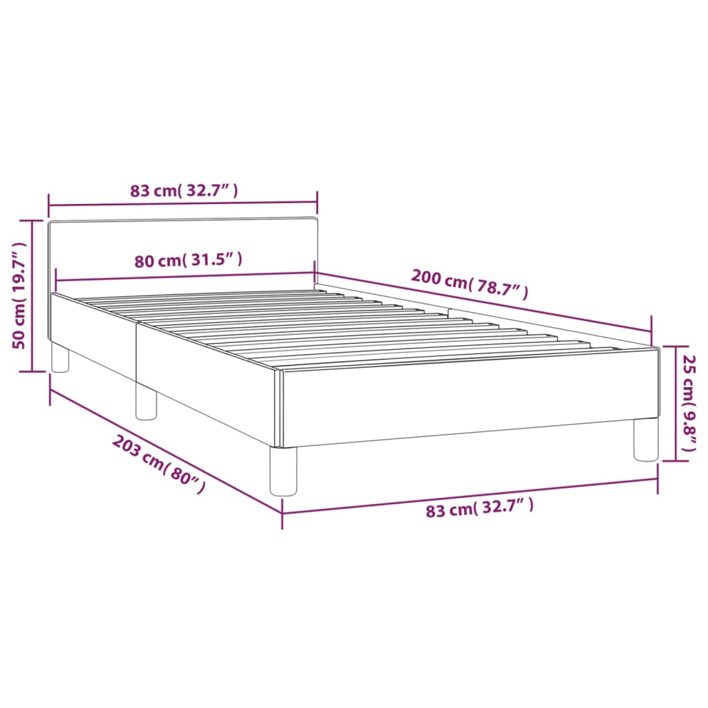 vidaXL Sängram med huvudgavel vit 80x200 cm konstläder