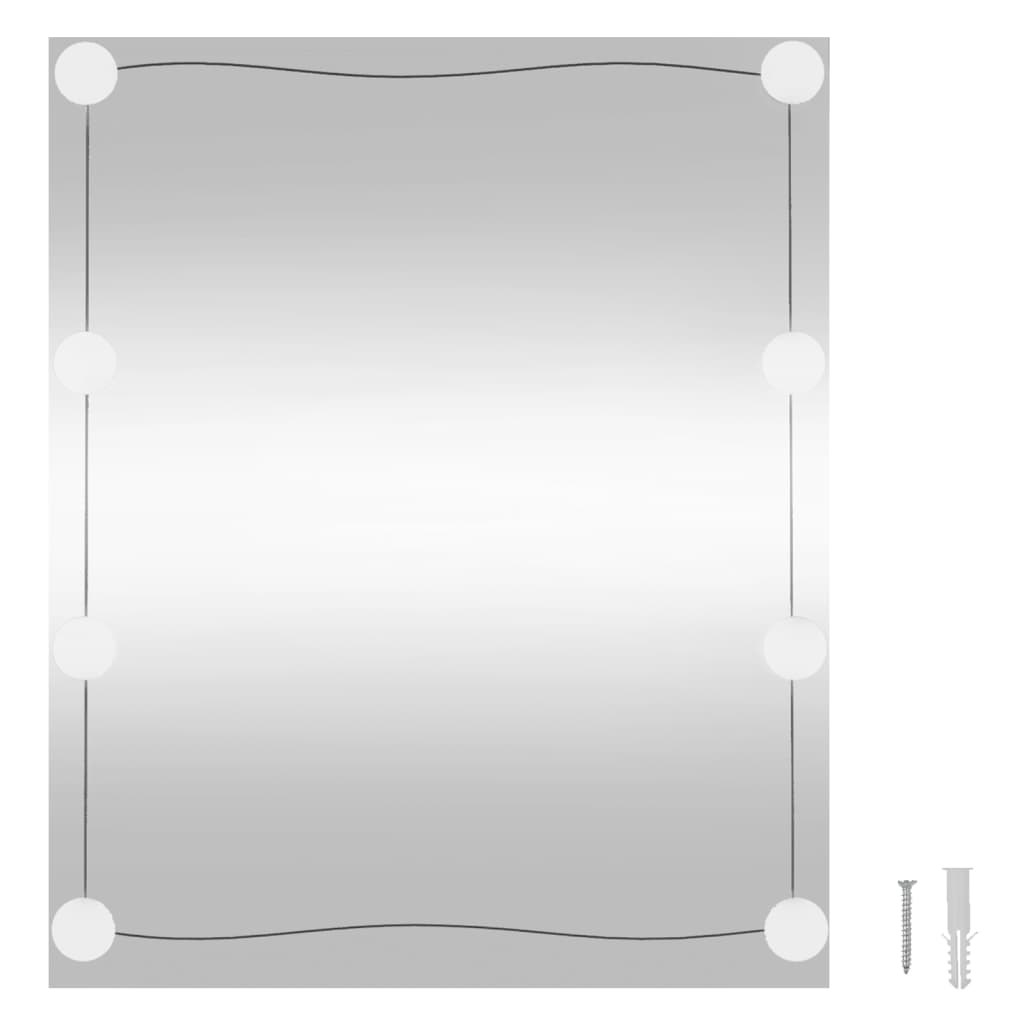 vidaXL Väggspegel med LED-belysning 50x60 cm glas rektangulär