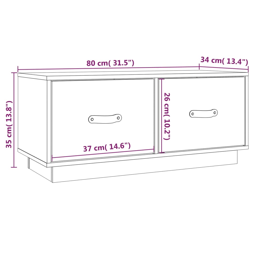 vidaXL Tv-bänk svart 80x34x35 cm massiv furu