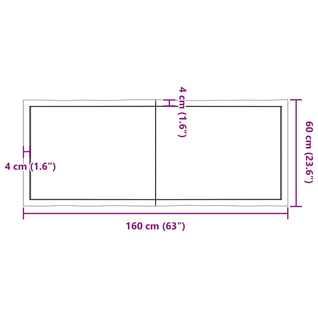 vidaXL Bordsskiva mörkbrun 160x60x(2-6) cm massivt trä levande kant