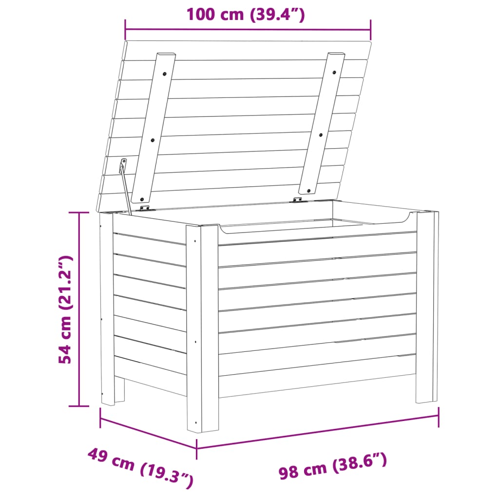 vidaXL Förvaringslåda med lock RANA vit 100x49x54 cm massiv furu