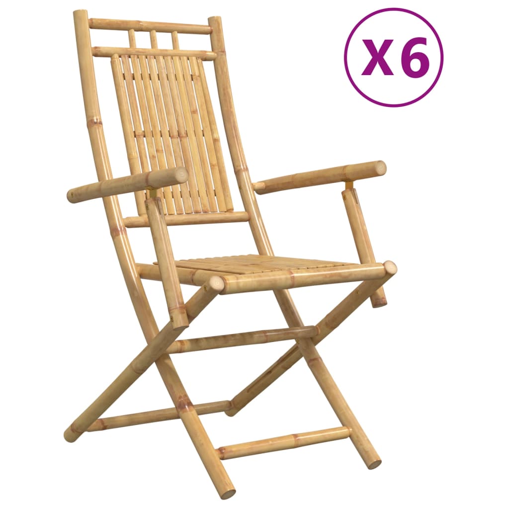 vidaXL Hopfällbara trädgårdsstolar 6 st 53x66x99 cm bambu