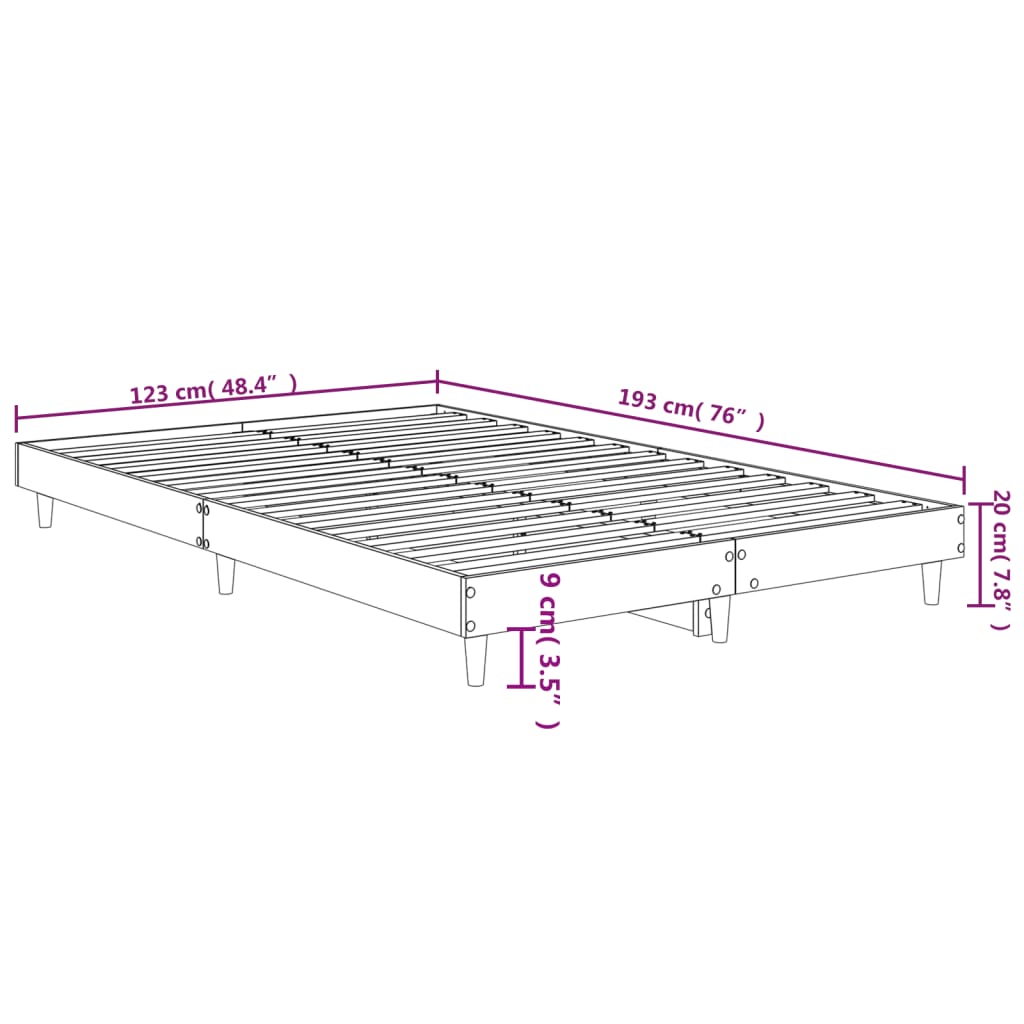 vidaXL Sängram utan madrass sonoma-ek 120x190 cm konstruerad trä