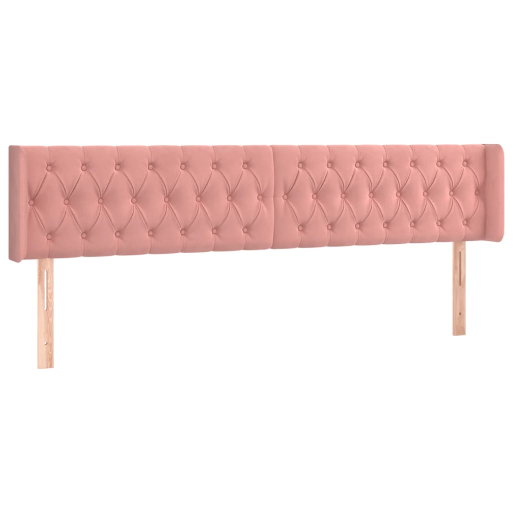 vidaXL Sänggavel LED rosa 203x16x78/88 cm sammet