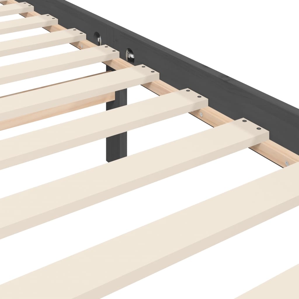 vidaXL Sängram med huvudgavel grå massivt trä