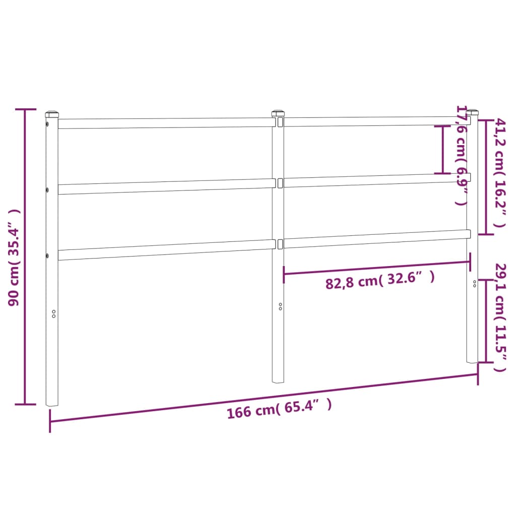 vidaXL Huvudgavel metall svart 160 cm