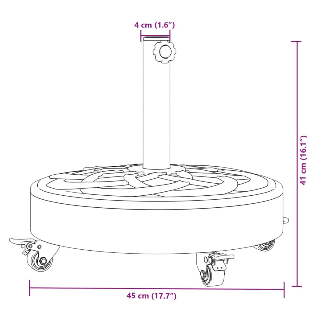 vidaXL Parasollfot med hjul för Ø38 / 48 mm stolpar 27 kg rund