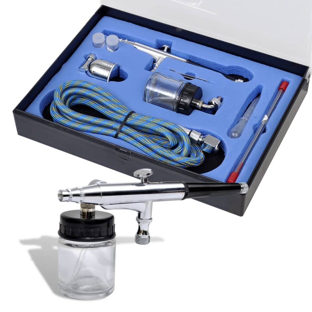 Airbrush Set med glasburk 0,2 / 0,3 / 0,5 mm munstycken