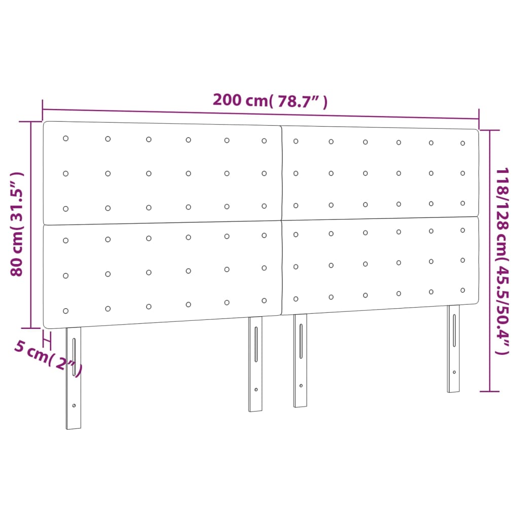 vidaXL Huvudgavlar 4 st vit 100 x 5 x 78/88 cm konstläder