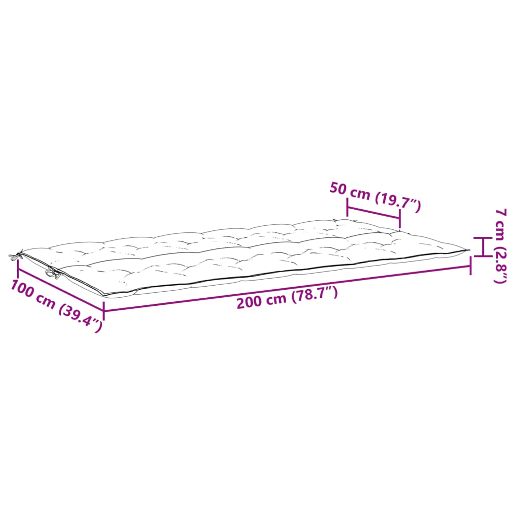 vidaXL Bänkdyna för trädgården ljusblå 200x(50+50)x7cm oxfordtyg