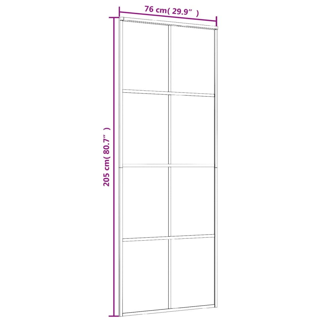 vidaXL Skjutdörr ESG-glas och aluminium 76x205 cm vit