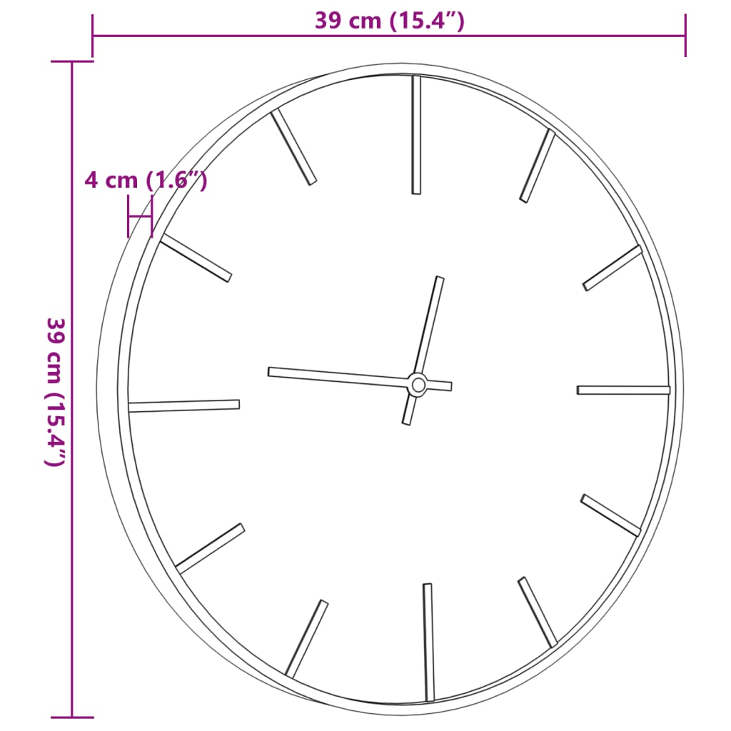 vidaXL Väggklocka brun Ø39 cm järn och konstruerat trä