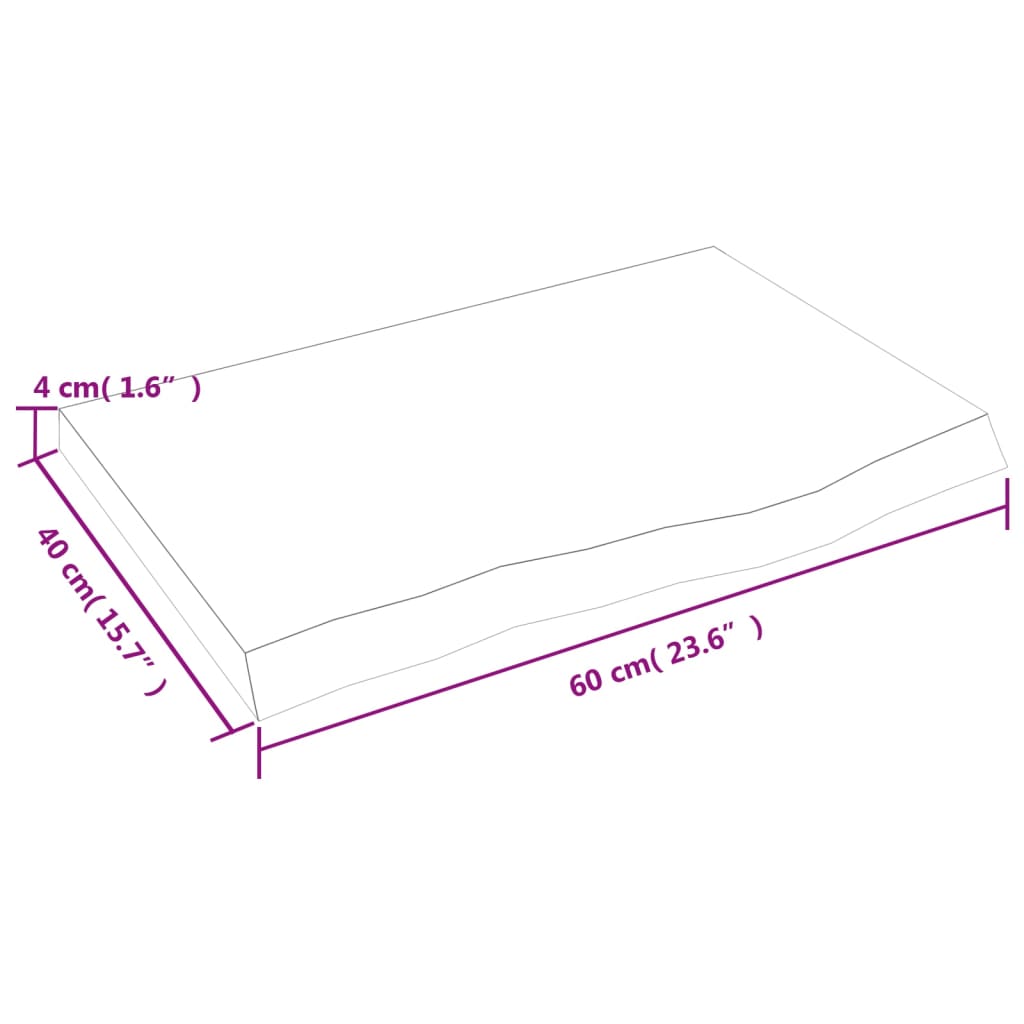 vidaXL Bänkskiva badrum mörkbrun 60x40x(2-4) cm behandlat massivt trä