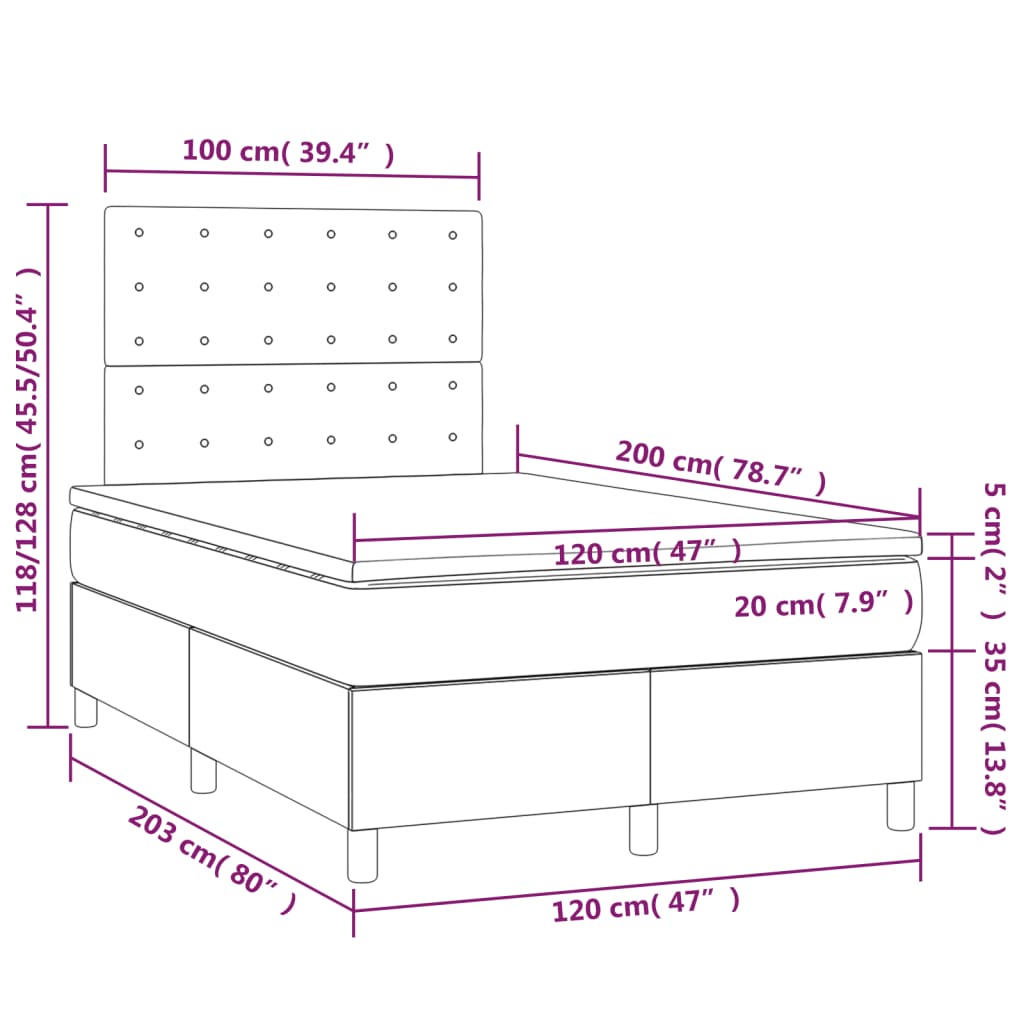 vidaXL Ramsäng med madrass rosa 120x200 cm sammet