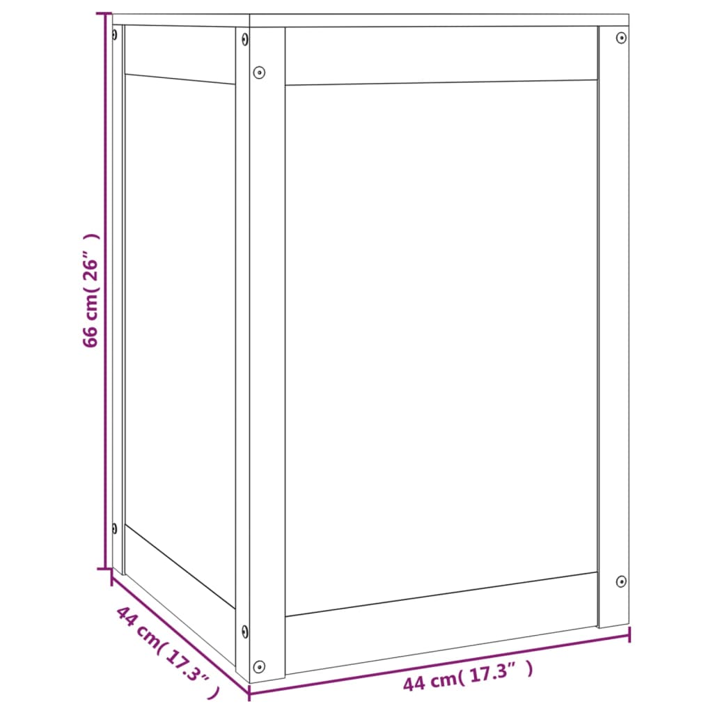 vidaXL Tvättkorg 44x44x66 cm massiv furu