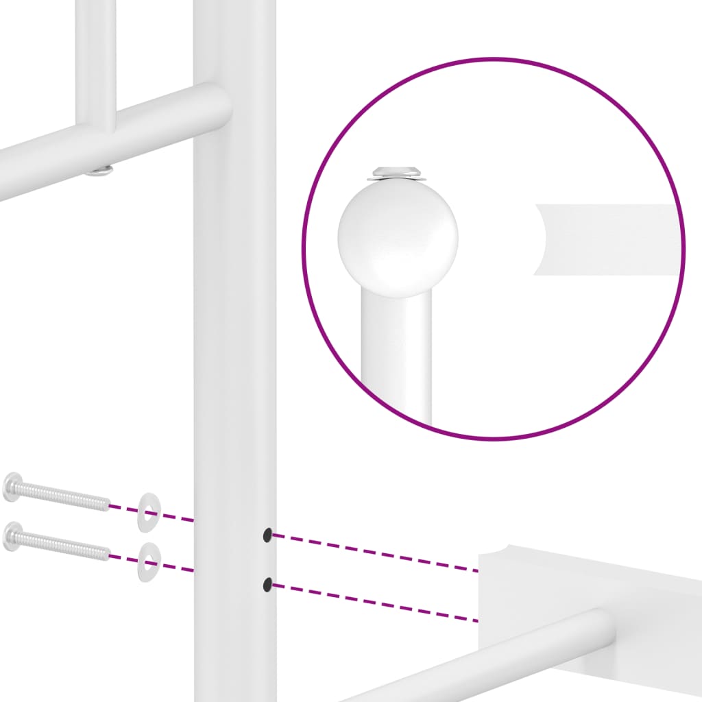 vidaXL Sängram med huvudgavel och fotgavel vit metall 120x200 cm