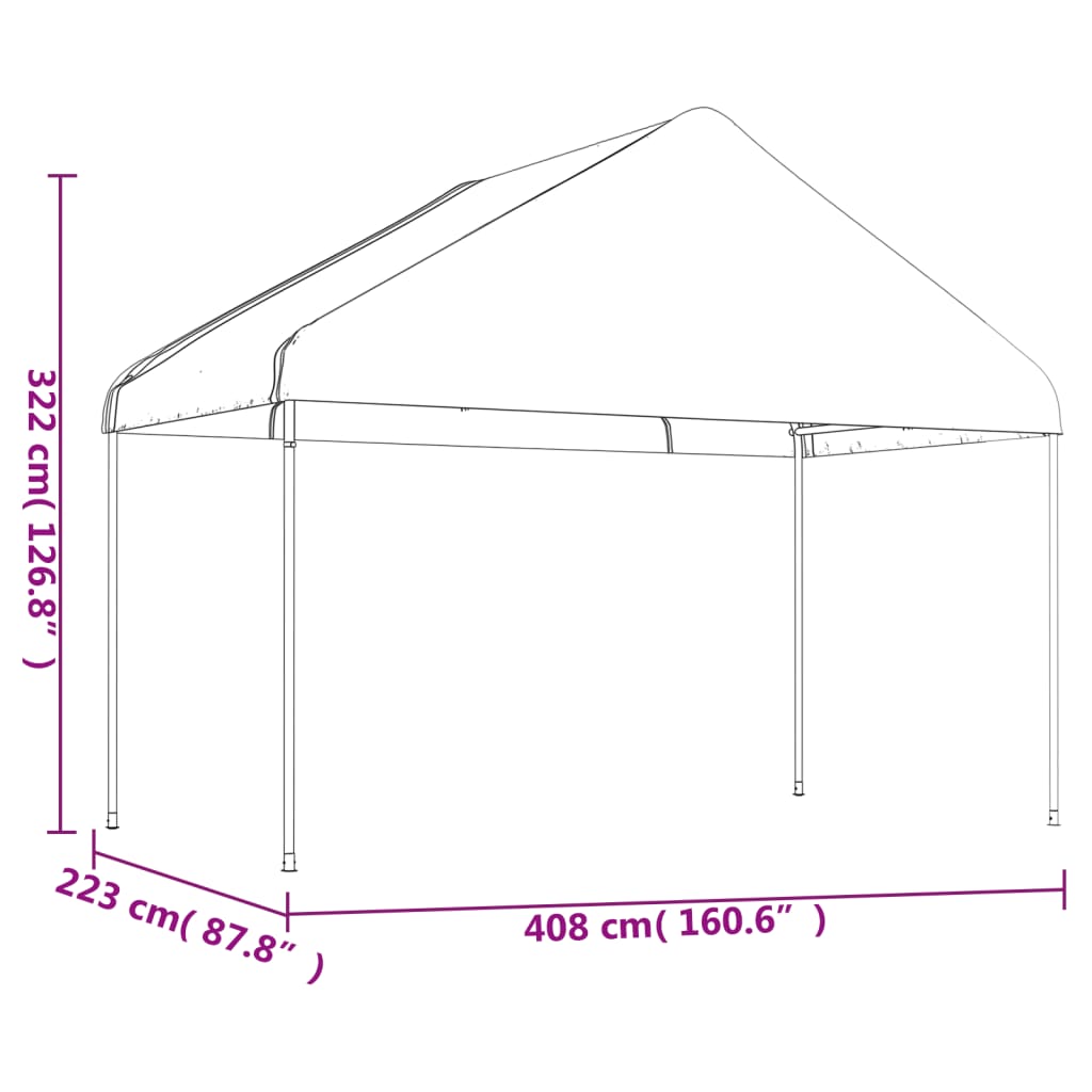 vidaXL Paviljong med tak vit 13,38x4,08x3,22 m polyeten