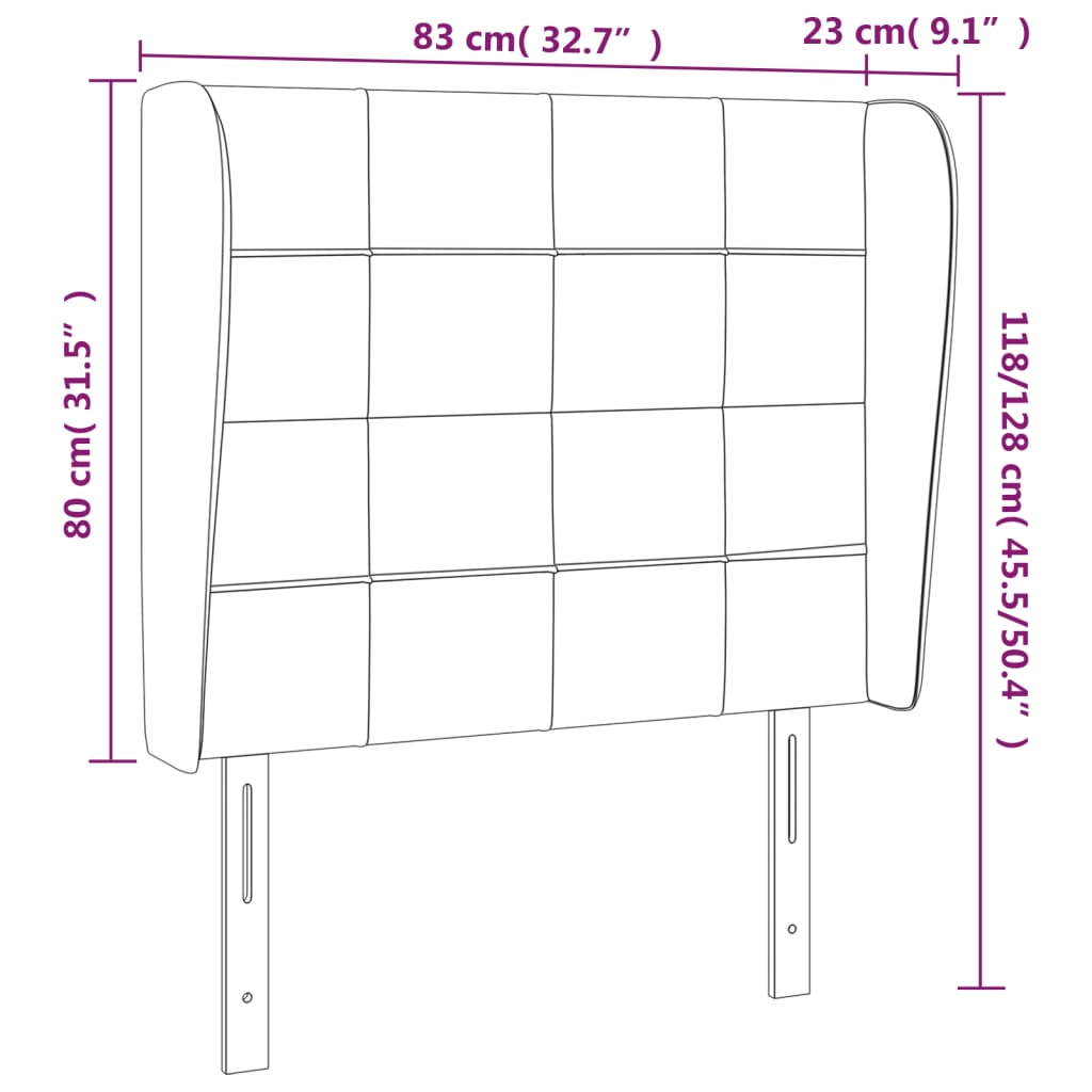 vidaXL Sänggavel med kanter rosa 83x23x118/128 cm sammet