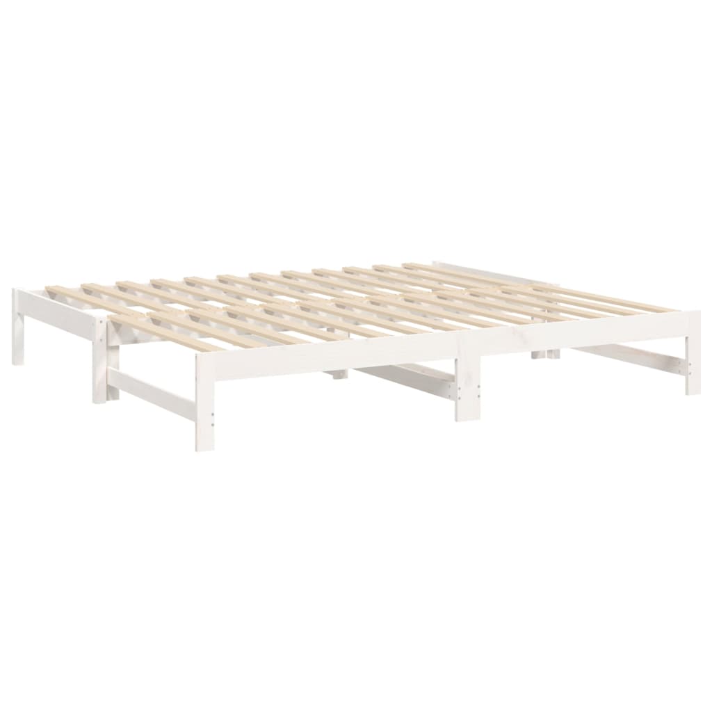 vidaXL Utdragbar dagbädd vit 2x(75x190) cm massiv furu