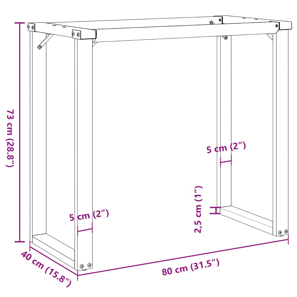 vidaXL Bordsben för matbord O-ram 80x40x73 cm gjutjärn