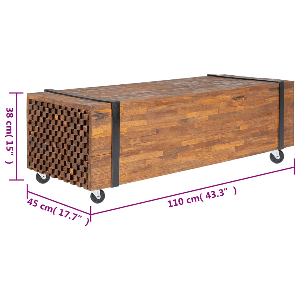 vidaXL Soffbord 110x45x38 cm massiv teak