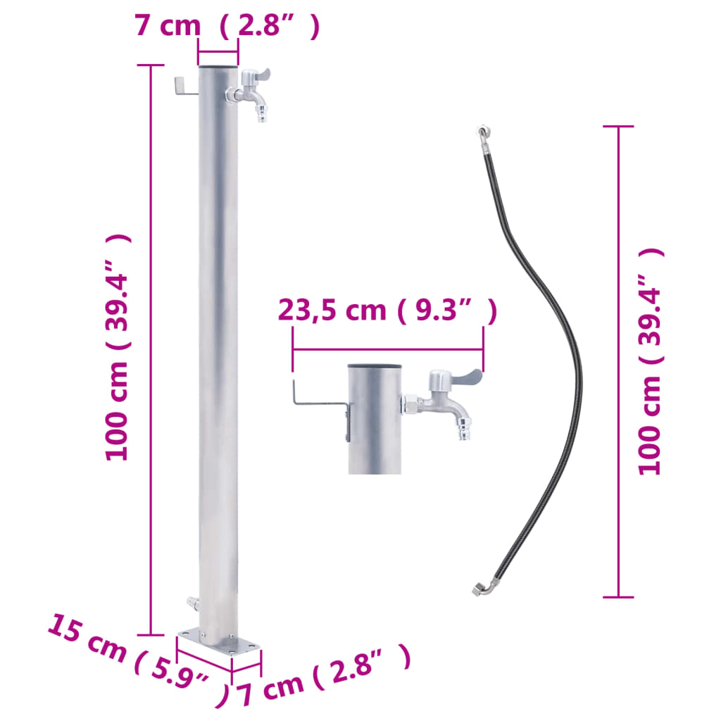 vidaXL Vattenpost 100 cm rostfritt stål rund