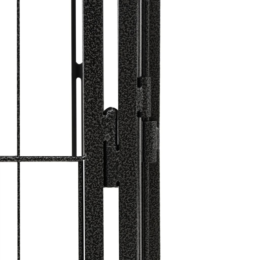 vidaXL Hundbur 24-paneler svart 50x100 cm pulverlackerat stål
