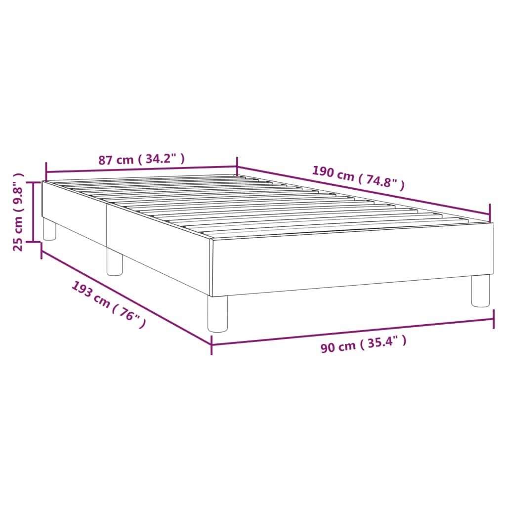 vidaXL Sängram cappuccino 90x190 cm konstläder