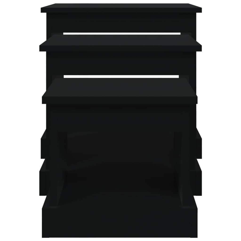 vidaXL Soffbord 3 delar svart konstruerat trä