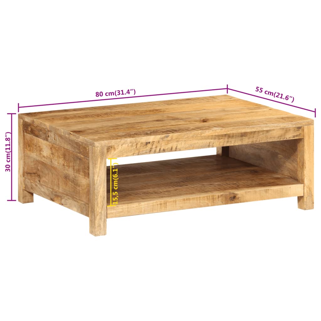 vidaXL Soffbord 80x55x30 cm massivt mangoträ