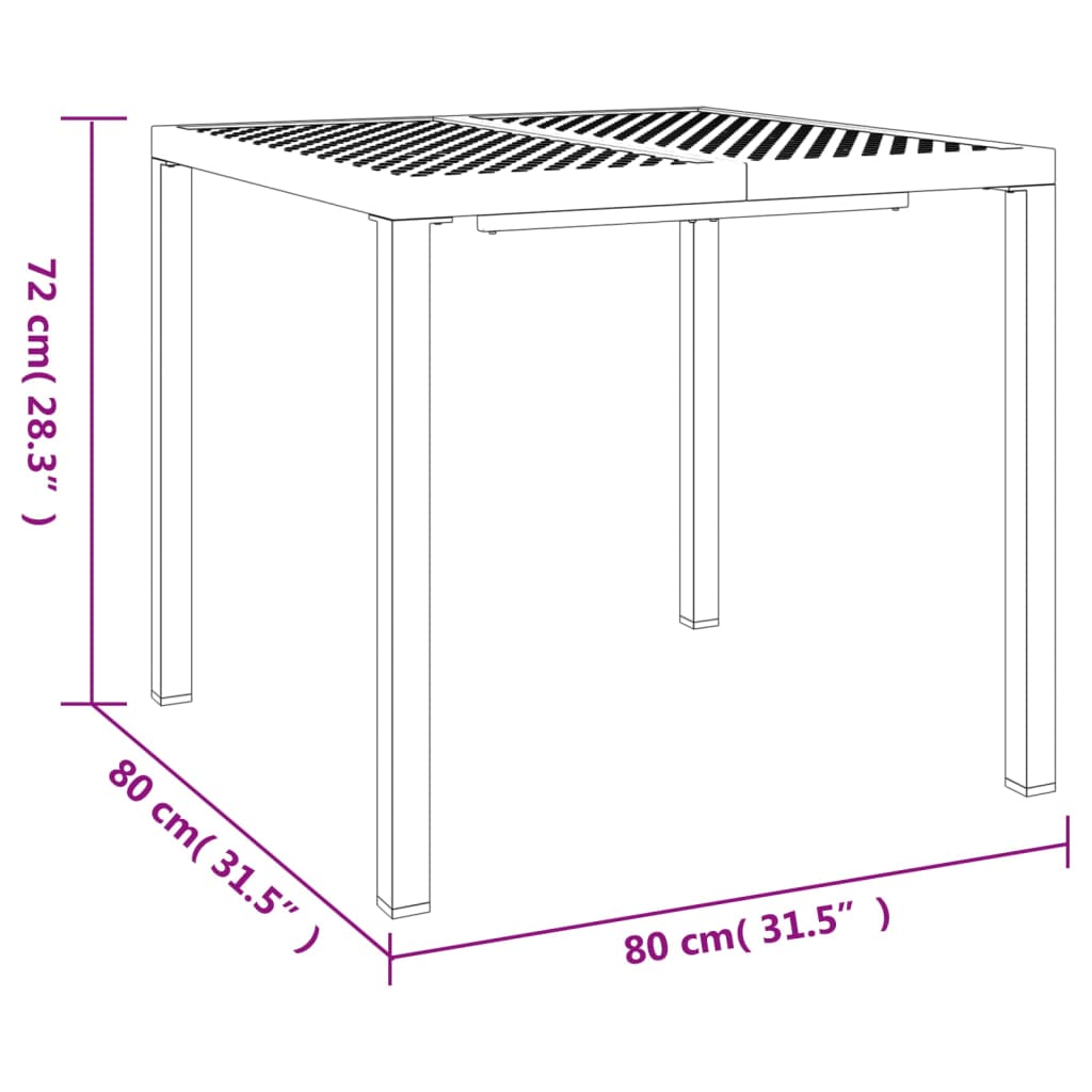 vidaXL Trädgårdsbord antracit 80x80x72 cm stål