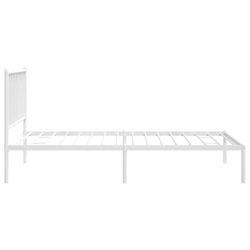 vidaXL Sängram med huvudgavel metall vit 90x190 cm