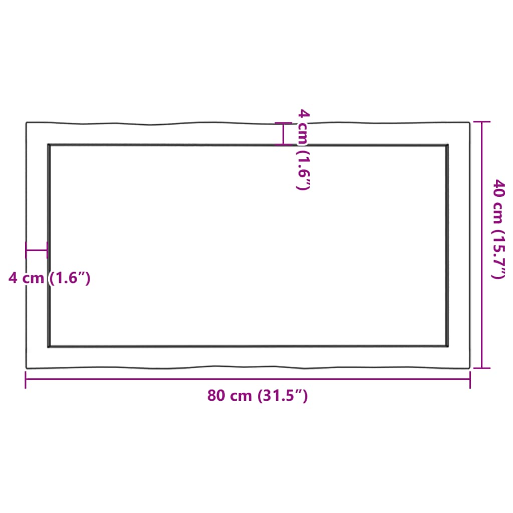 vidaXL Bordsskiva 80x40x(2-4) cm obehandlad massiv ek levande kant