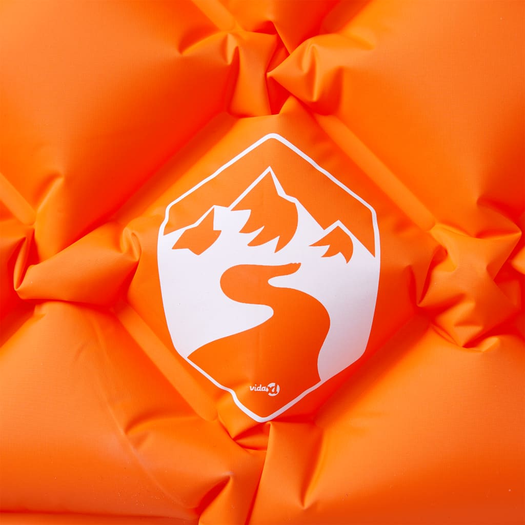 vidaXL Uppblåsbar campingmadrass med kudde 1 person orange