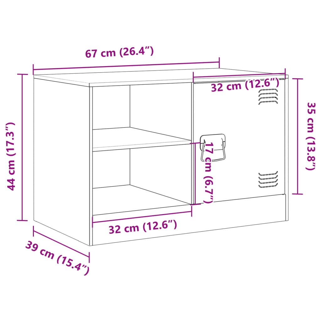 vidaXL TV-skåp rosa 67x39x44 cm stål