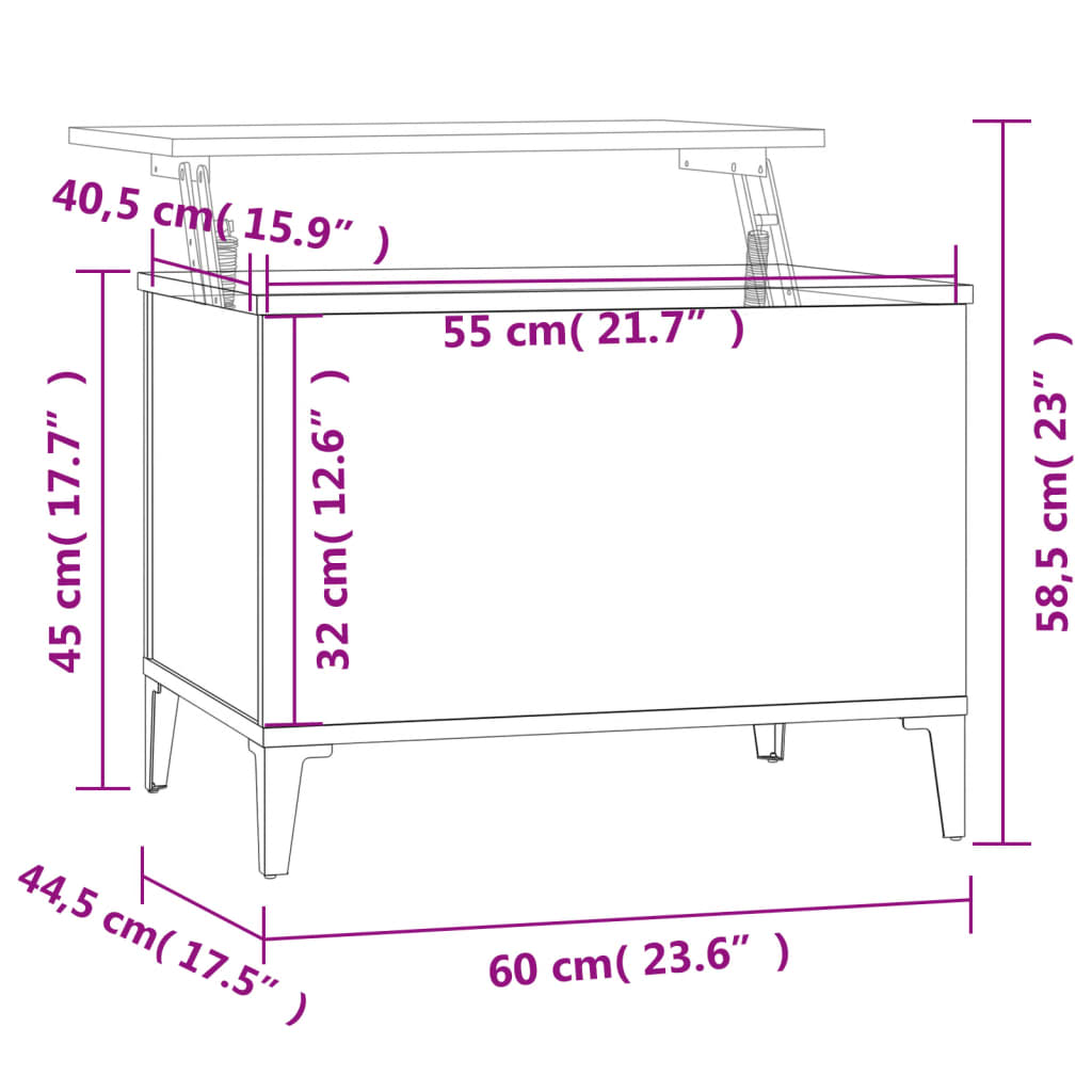 vidaXL Soffbord sonoma-ek 60x44,5x45 cm konstruerat trä