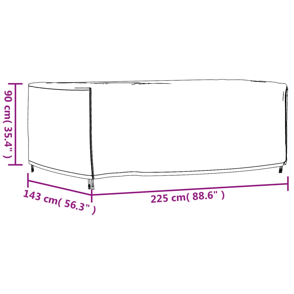 vidaXL Överdrag trädgårdsmöbler svart 225x143x90 cm vattentätt 420D