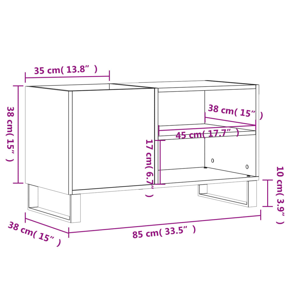 vidaXL Stereobänk vit högglans 85x38x48 cm konstruerat trä