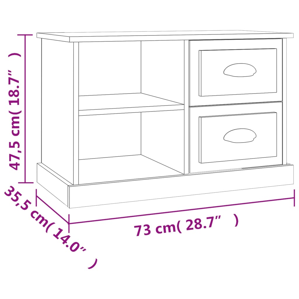 vidaXL Tv-bänk vit högglans 73x35,5x47,5 cm konstruerat trä