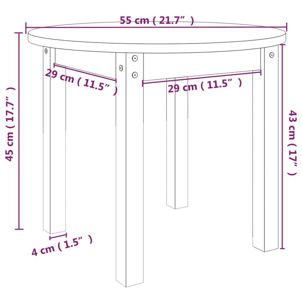 vidaXL Soffbord svart Ø 55x45cm massiv furu